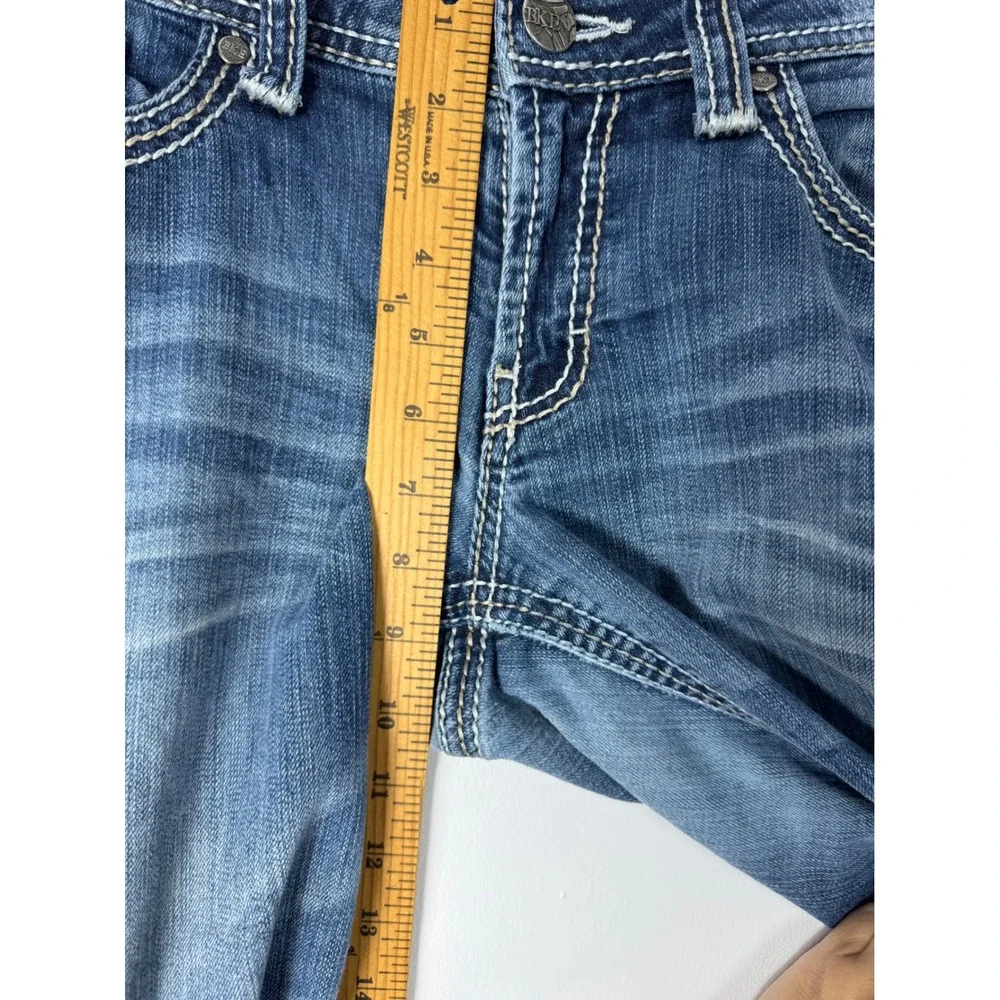 Western BKE Culture Womens 31L Bootcut Jeans Blue Thick‎ Stitch Flap Pocket